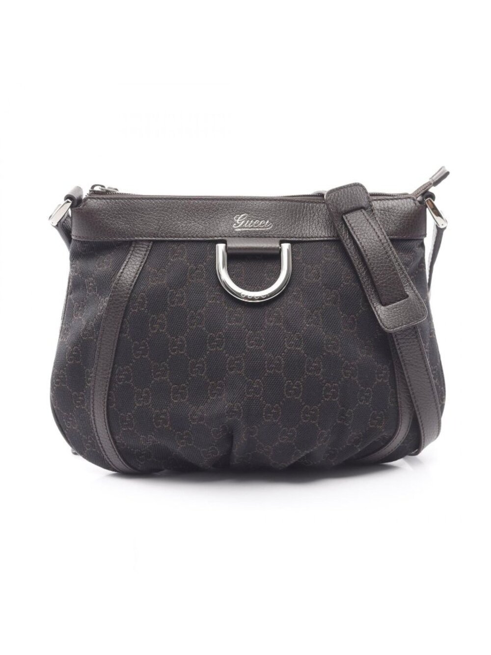 Gucci Shoulder Bag GG Pattern Brown Dark Canvas Leather Abbey
